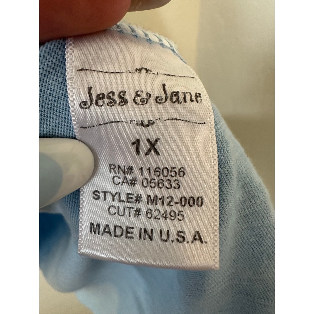 Jess & Jane Women Blue Dog Beach Tunic Top 1X 3/4 Sleeve Pockets Vacay Beachy - Picture 5 of 12